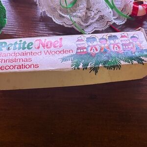 Petite Noel Handpainted Wooden Christmas Ornaments - Red and Green